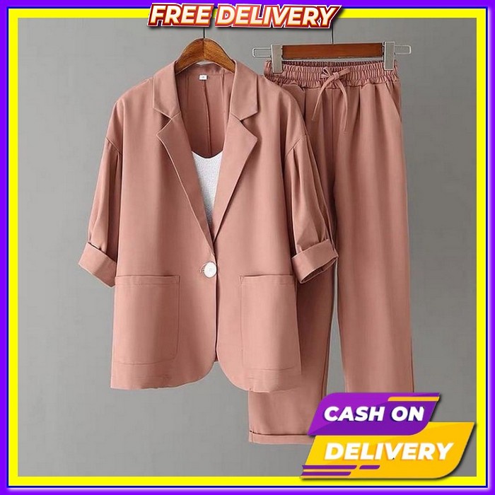 Atasan Korean//Stael Korea//Baju Wanita//Setelan Wanita//Stelan Korea  Cavarez Set Bahan Wollycrepe 