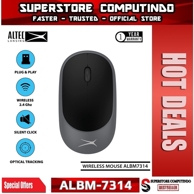 Mouse Wireless Altec Lansing ALBM-7314 Silent Grey | Altec ALBM7314