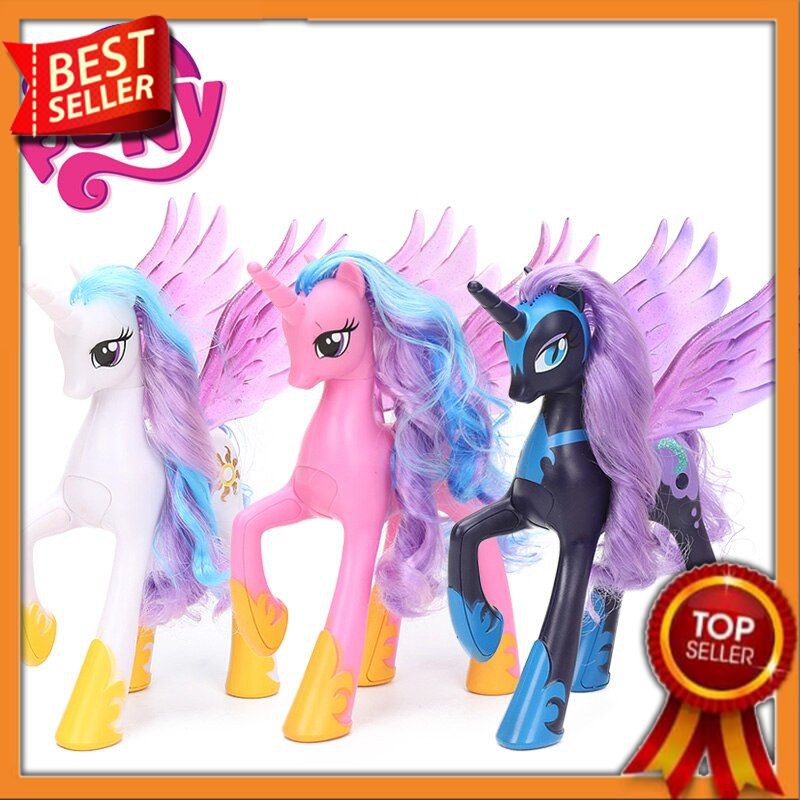 Action Figure Impor 3 Buah/set 22 Cm My Little Pony Mainan Princess Luna Rainbow Dash Putri Cadance