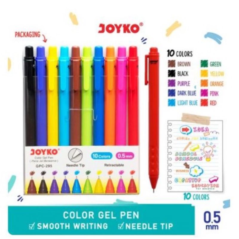 

Pulpen Joyko Gell 10 Warna GPC - 295 / (1pak)