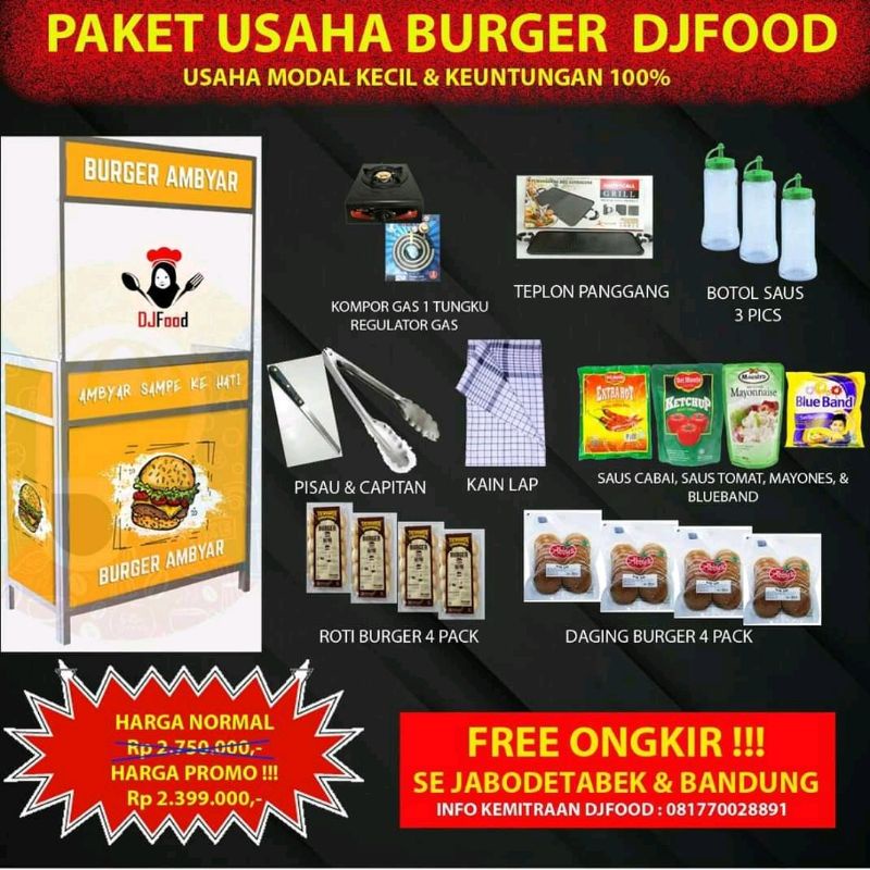 

PAKET USAHA BURGER DJFOOD FREE ONGKIR