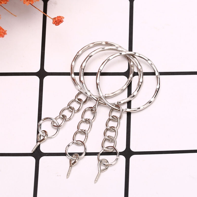[happy]40Pcs Polished Key ring Screw Eye Short Chain Split Ring Connector DIY Jewelry