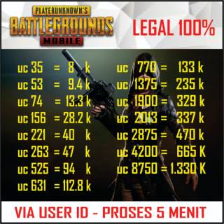 TOP UP UC PUBG MOBILE LEGAL 100% - 