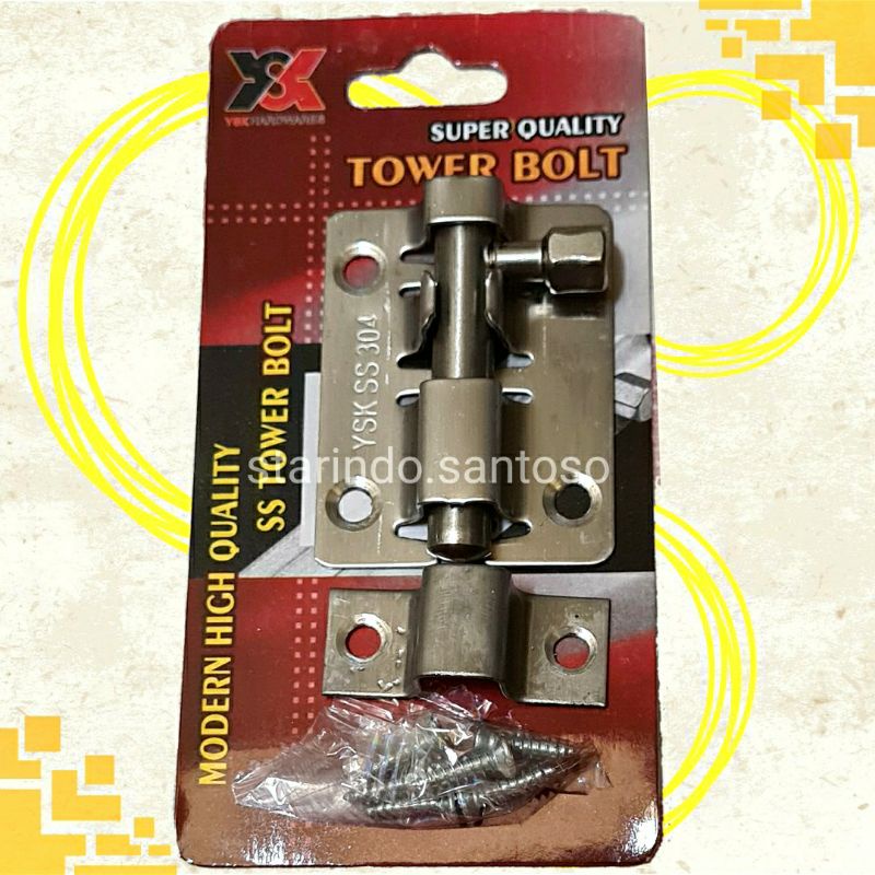 GRENDEL STAINLESS 2 inci slot pintu jendela lemari pagar pengaman pengunci 2&quot; inch