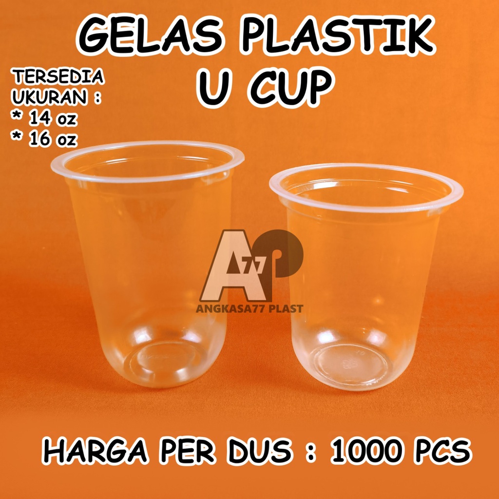 1DUS Gelas plastik oval 12oz,14oz,16oz / gelas kapsul