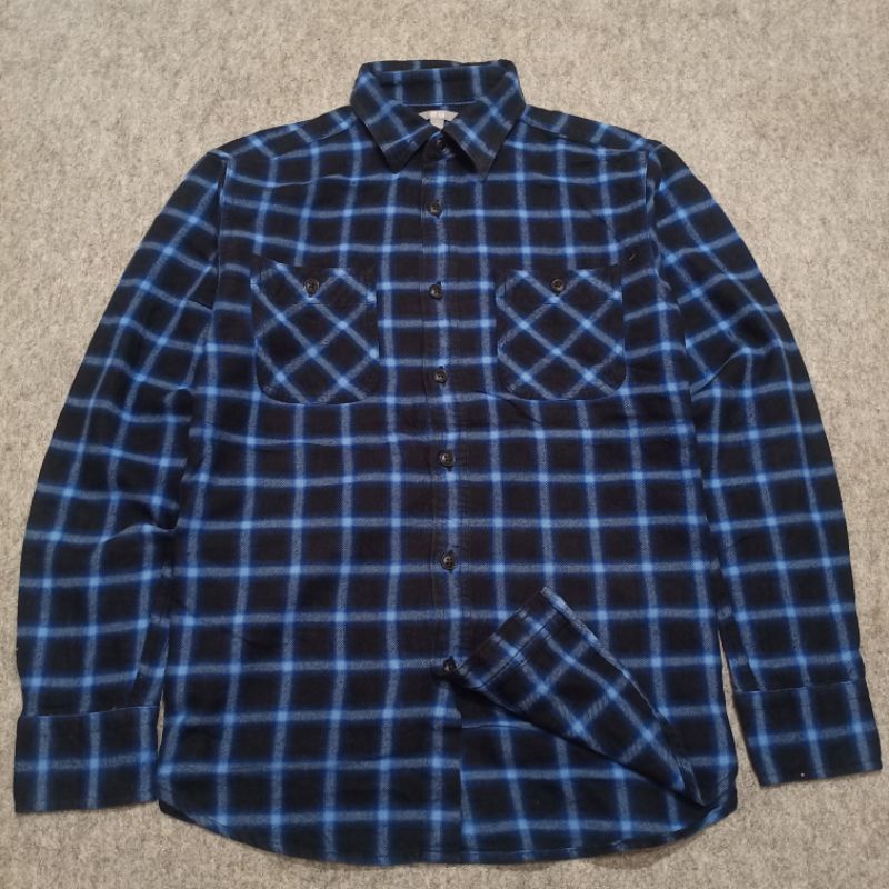 kemeja flannel uniqlo plaid veterano ootd outer casual pria second original prelove murah