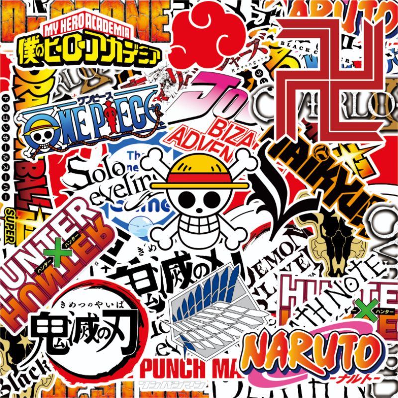 50pcs Stiker LOGO ANIME Murah Terlengkap - Harga Paketan