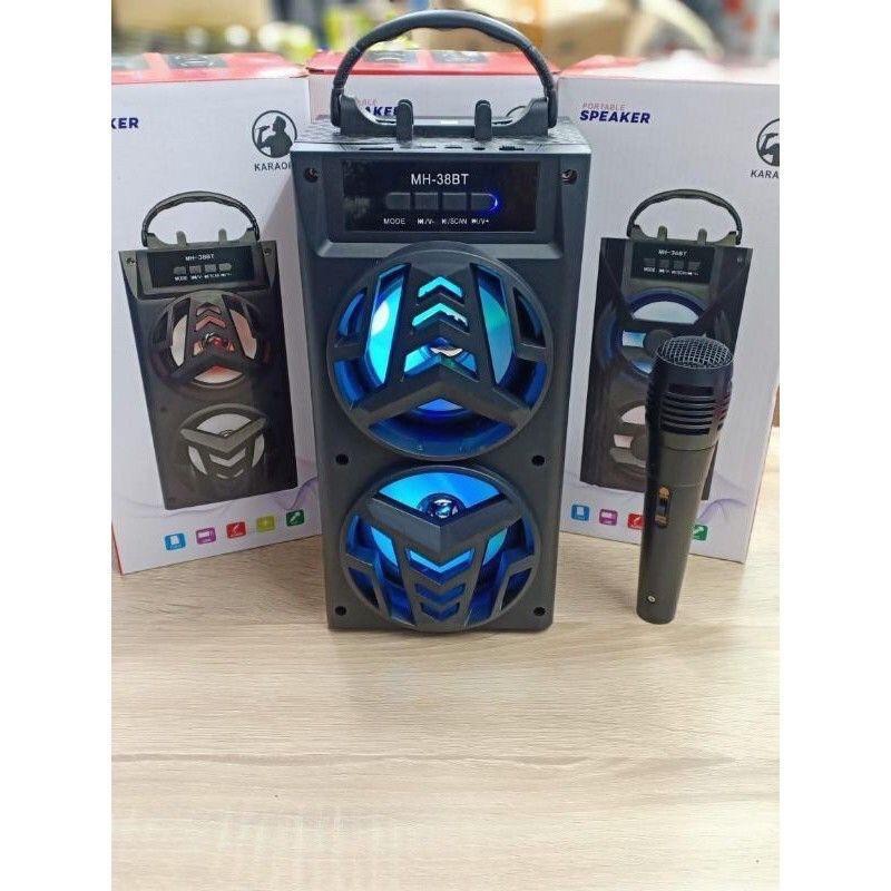 Promo Terbaru!!! Speaker Karaoke Bluetooth Portable USB MH 38 BT / F 2021| MH 36 / F 2022 Gratis Microphone Extra Bass OriginalBerkualitas