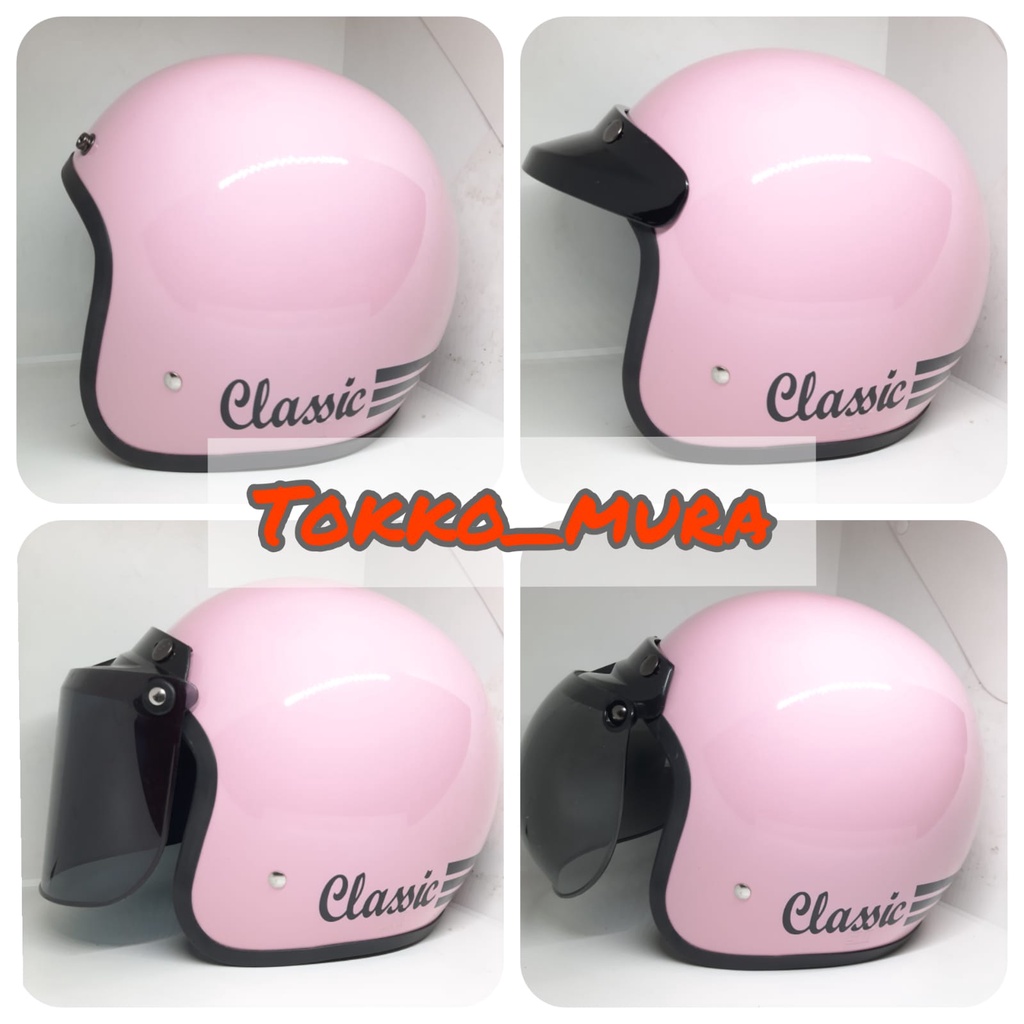 Helm bogo klasik pink / bogo classic / bogo garis 3 cod