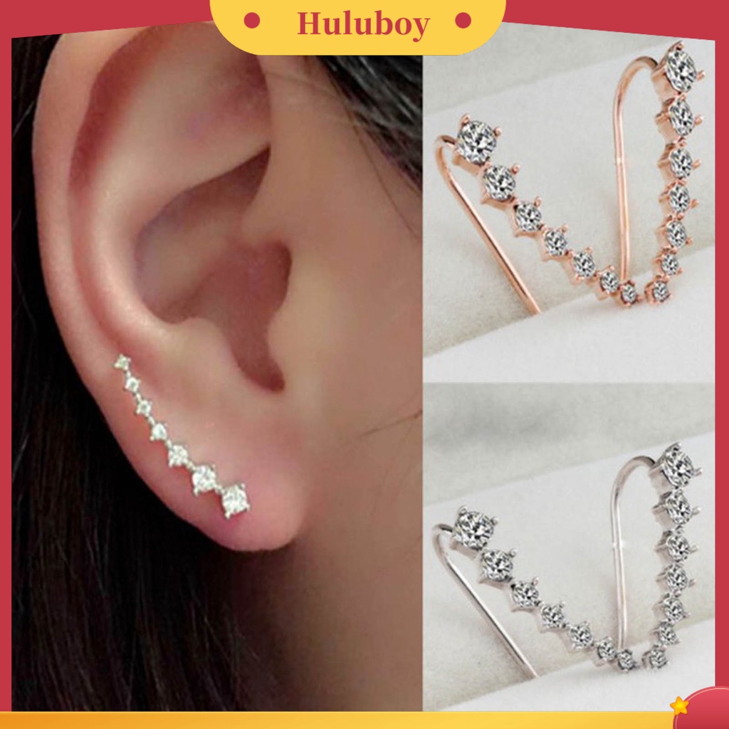 Hu Hu Hu Hu Hu Alat Bantu Pasang Kacamata♡ 1 Pasang Anting Stud Bentuk C Aksen Berlian Imitasi Gaya Korea Untuk Wanita