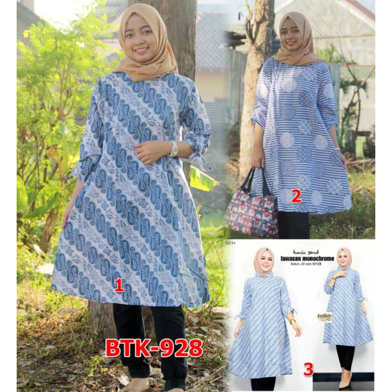 Tunik Wanita Batik Serut Lawasan Monochrome BTK928