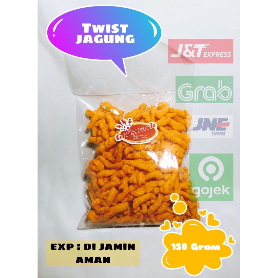 

( GRISNACK ) , ANEKA SNACK / CEMILAN / MAKANAN RINGAN / TWIST JAGUNG 150 GRAM