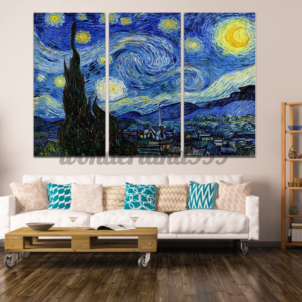 30x40cm 3pcs Canvas Wall Art Print Painting Starry Sky Style For Home Room Shopee Indonesia