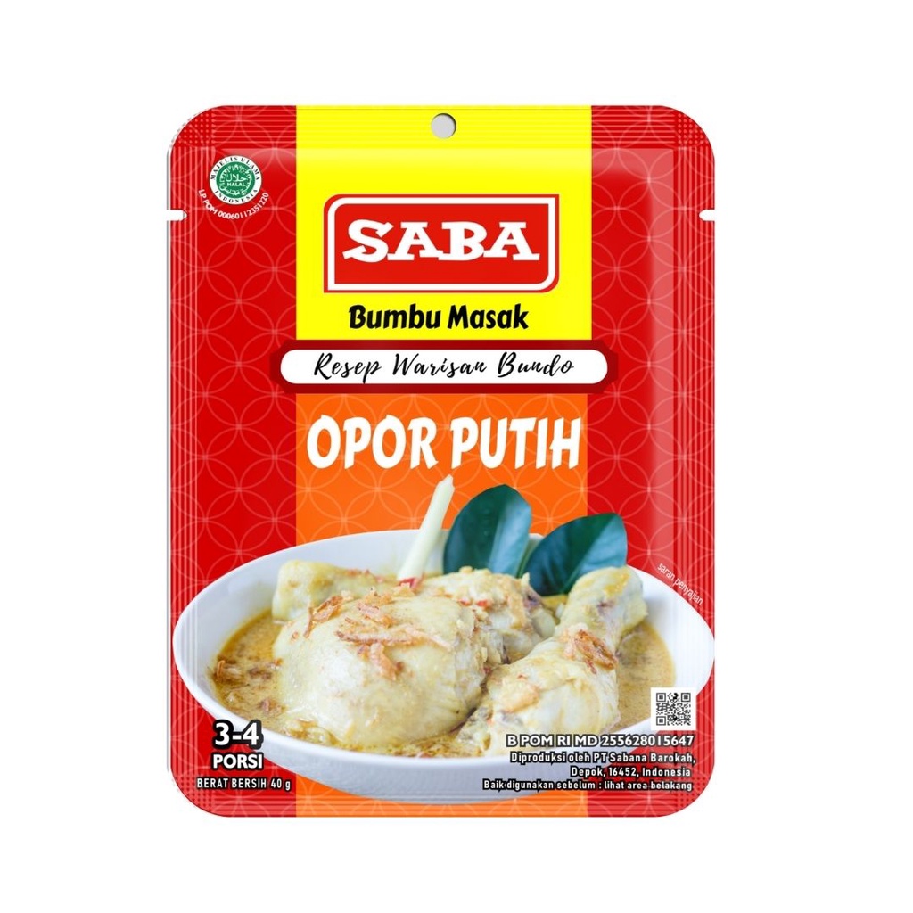 SABA Bumbu Opor Putih 40 gram BPOM Opor Putih Ayam Bebek Entok Siap Pakai Sehat Alami