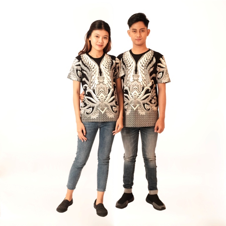 KLAMBEN Kaos Oblong Dewasa Etnic Jumbo Pria Wanita Unisex Batik Pedalaman Hitam