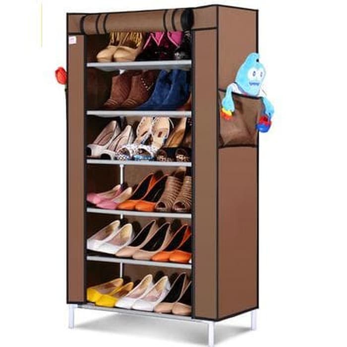 Rak Sepatu Kain 7 Susun Shoe Rack Shoes Dust Cover Lemari Susun Cover Shopee Indonesia