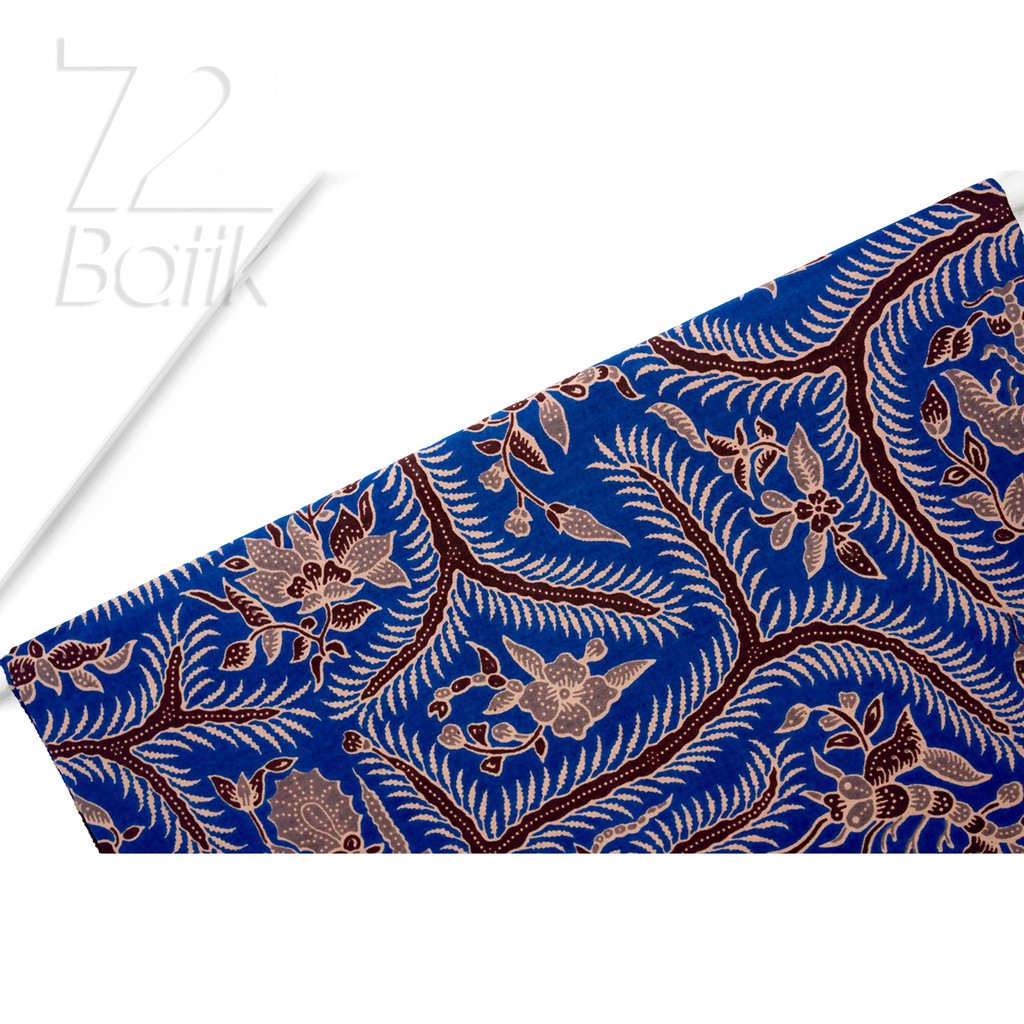 KAIN BATIK PREMIUM Bahan Katun Motif Kembang Segaris Warna Biru Hitam 726595 Cap 72 Jarik Jarit Samping Kebat Panjang Batik Katun Modern Premium Bahan Seragam Batik Pernikahan Kantor Keluarga Murah Kamen Jadi Batik Bali Lembaran