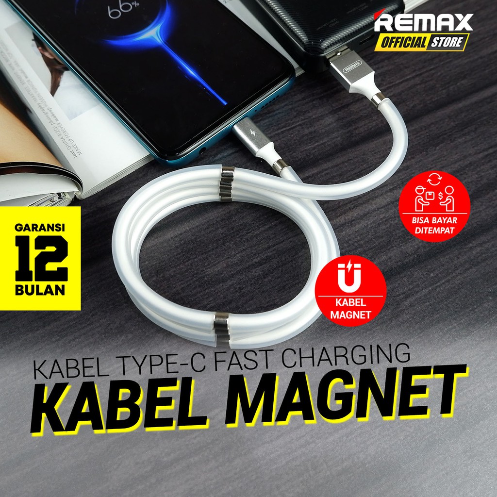 Remax RC-125A Magnetic Stroig Series Type-C Data Cable Original Garansi / Kabel Data Murah / Kabel