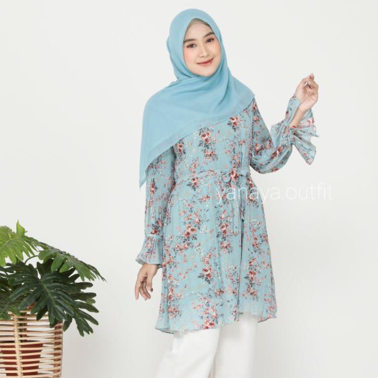 Realpct ATASAN WANITA TUNIK PLISKET CHIFFON MOTIF TUNIK SIFON