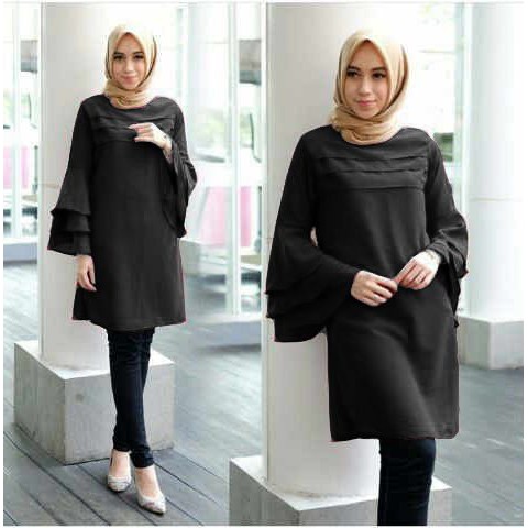 [Tunik Katty varian warna SW] tunik wanita wolly crepe ABU/BABYPINK/MOCCA/TOSCA/HITAM