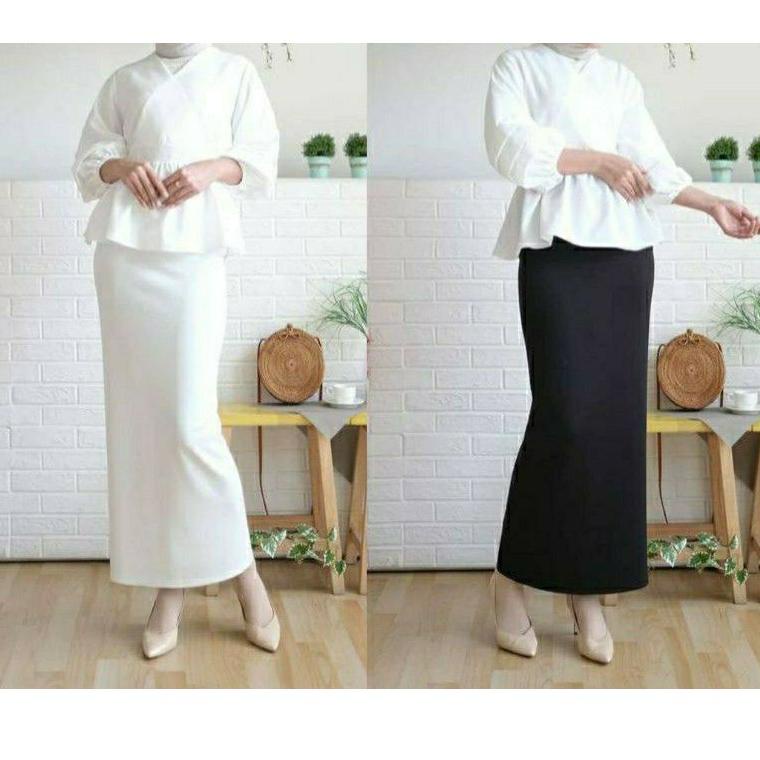 KNA.26Au22ᵂ ▫ Rok Span Scuba Polos Maxi Skirt| Rok Wanita