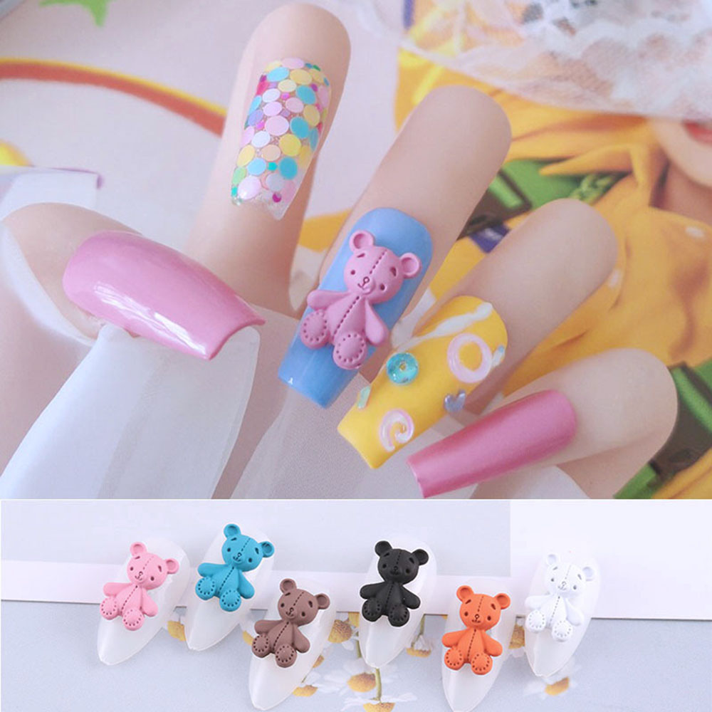 Mxbeauty Ornamen 3d Bentuk Biskuit Beruang Warna Permen Gaya Jepang Untuk Dekorasi Nail Art