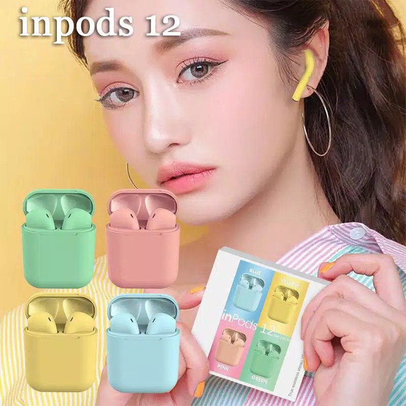 InPods 12 TWS Wireless Earphone Bluetooth Stereo Headset 5.0 Macaron