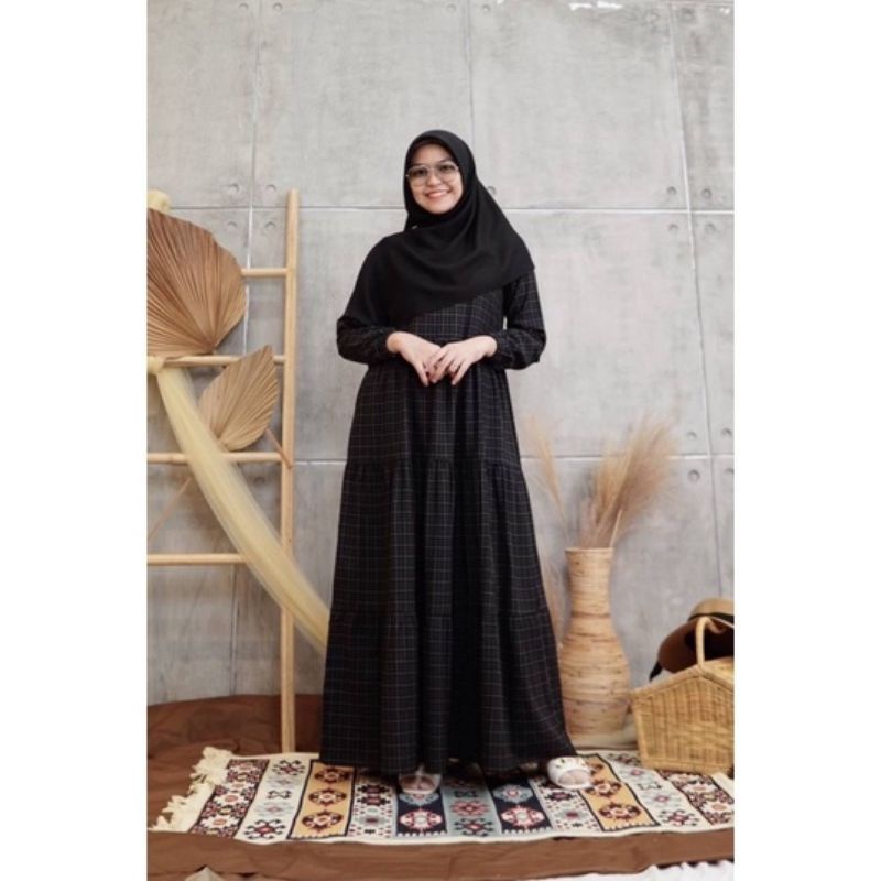 gamis kotak flanel kode 6 greenism