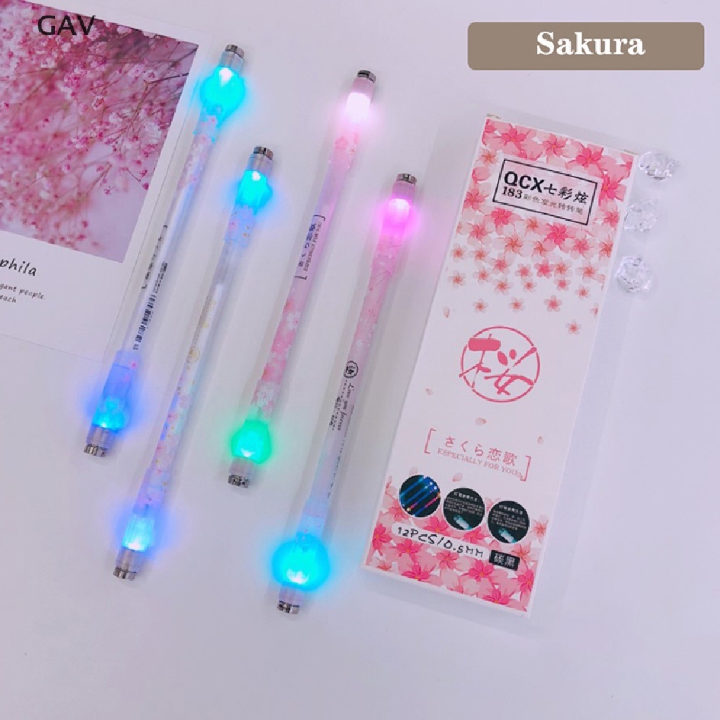 [DENGAN LED] Spinning pen pena spinner led balance anime lampu nyala polos spining rotasi berputar anti stress zodiac zhigao haikyuu demon slater