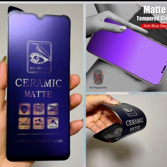 TECNO POVA 2 SPARK GO 2023 SPARK 10 NFC SPARK 10 PRO SPARK 6 GO 7 7 NFC 7 PRO ANTI GORES CERAMIC LENTUR MIKA BLUE LIGHT MATTE ANTI RADIASI ANTI MINYAK  PLASTIK BUKAN KACA TEMPRED SCREEN GUARD FULL COVER PELINDUNG LAYAR