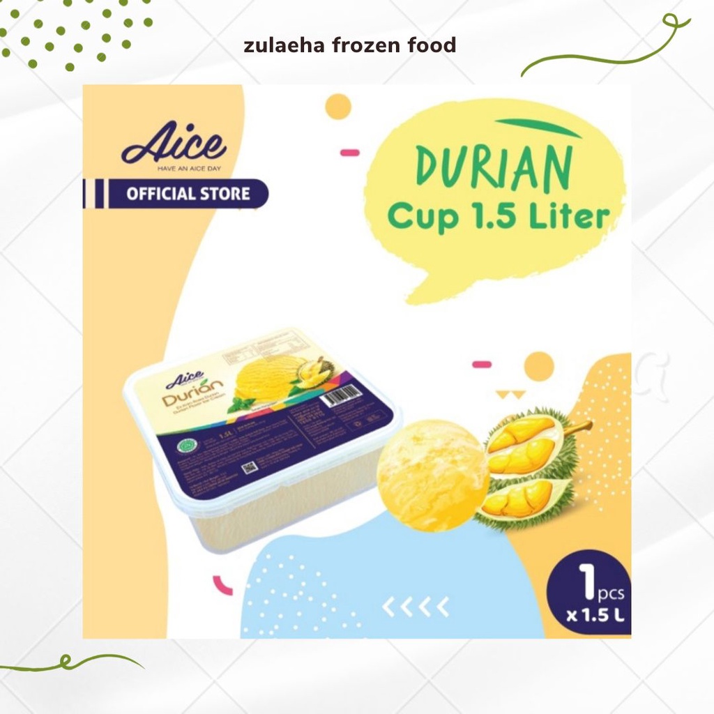 Jual Aice Ice Cream Durian L Es Krim Isi Box Eskrim Rasa Durian Shopee Indonesia