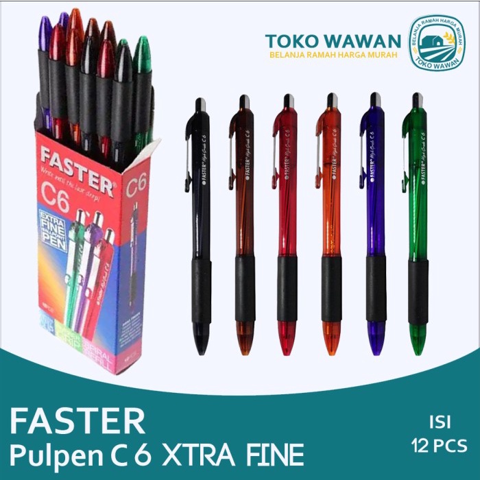 

Aman Pulpen Faster C6 Ballpoint / Pena Pen 0.7Mm Isi 12 Pcs Hemat