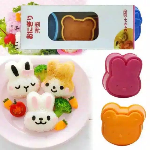 Cetakan Nasi / Rice Mold / Bento 3 in 1 Karakter (1 set isi 3 )