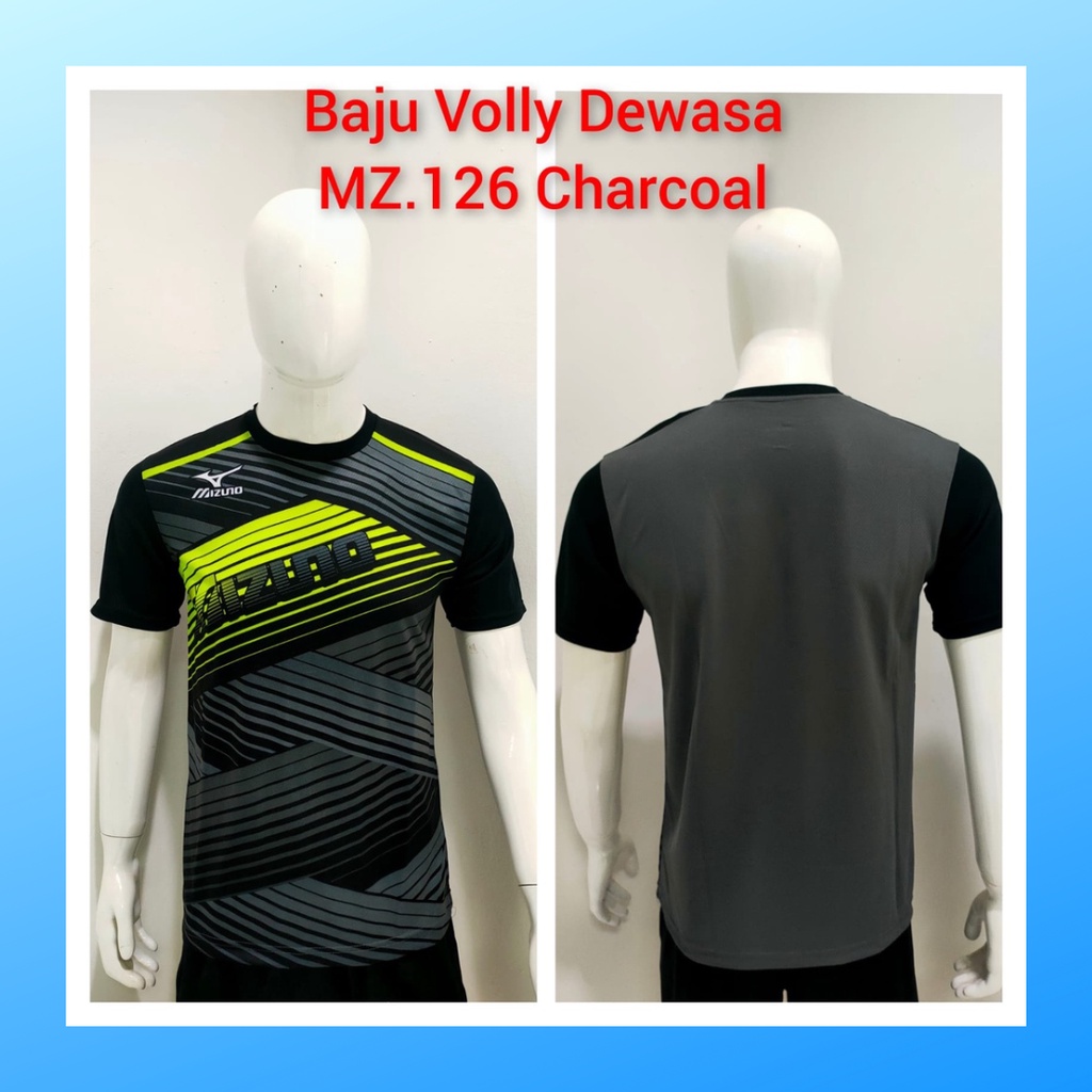 jersey volly pria kaos voli baju bola atasan wanita dewasa t-shirt outfit seragam jarsey kostum olahraga custom pakaian apparel sport jersy volley ball casual jersi suit MZ126 charcoal