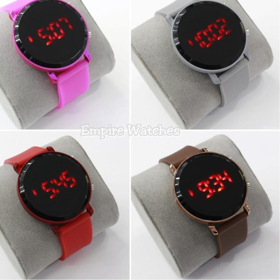(READY) Jam Tangan LED Watch Bulat  Pria Wanita Strap Rubber