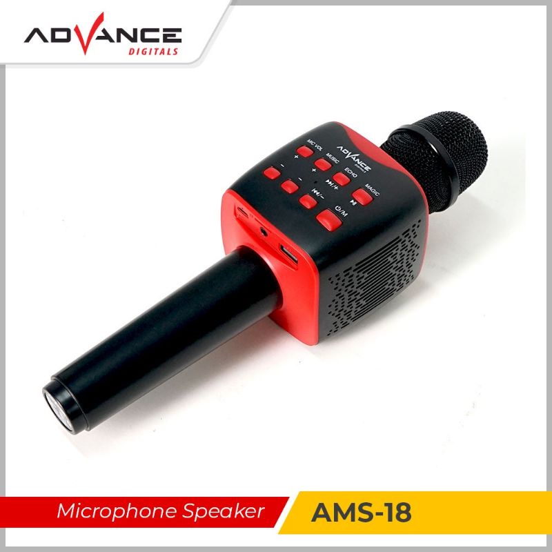 Mic Bluetooth Advance Ams-18 Noise Reduction/Microphone Speaker Tweeter Assisted Bass/Micropon Karaoke Wireless Bluetooth