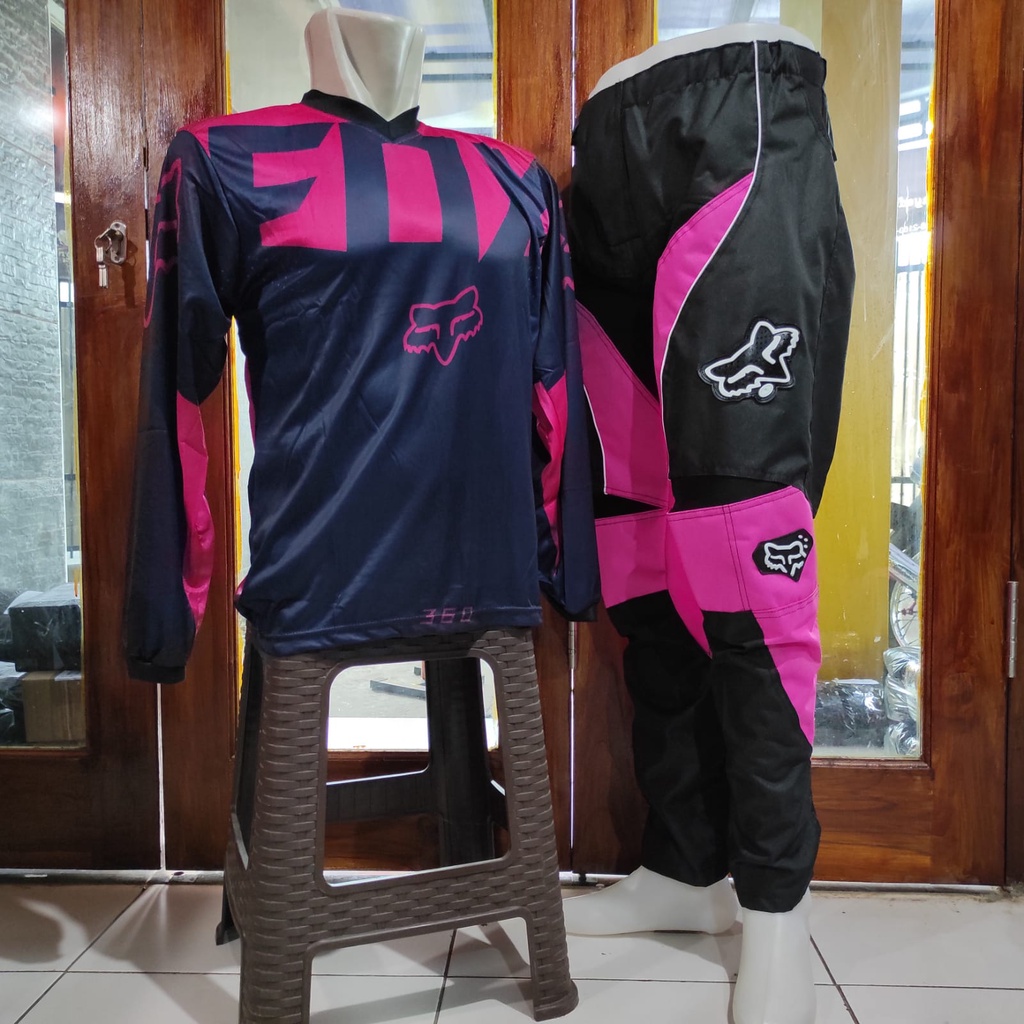 setelan offroad sepatu cross trail jersy jerseysett dan sarung tangan glove satu sett perlengkapan trail 023