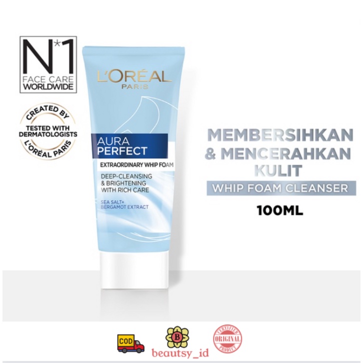 Loreal White Perfect Aura 100  ml Extraordinary Whip Foam Cleanser Facial Wash Brightening -L'Oreal COD