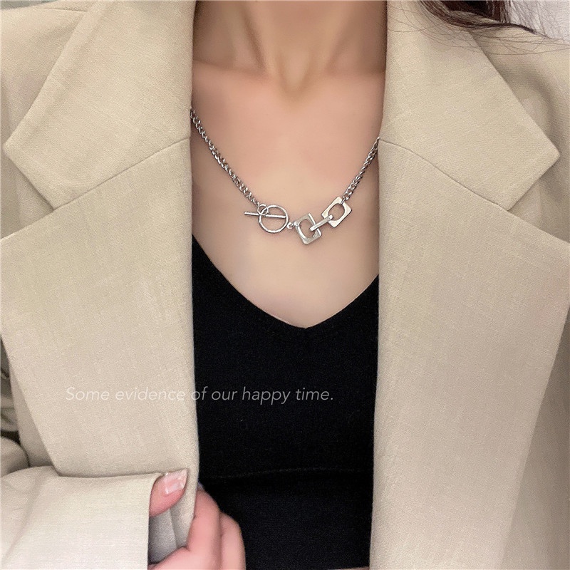 Ot Kalung Rantai Clavicle Simple Trendy Dengan Gesper Untuk Wanita