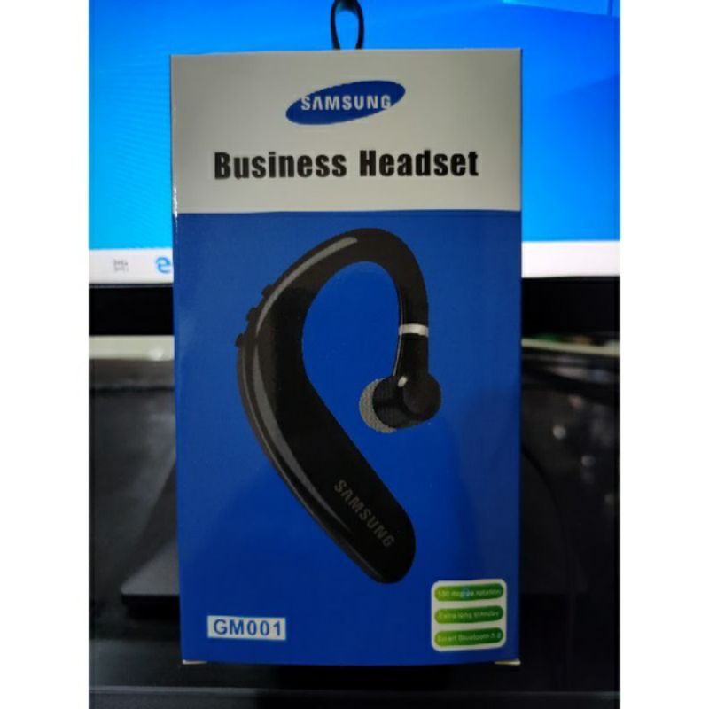 HF BUSINESS HEADSET BLUETOOTH BRANDED SAMSUNG GM-001 SPORT SINGLE EAR SUARA BASS