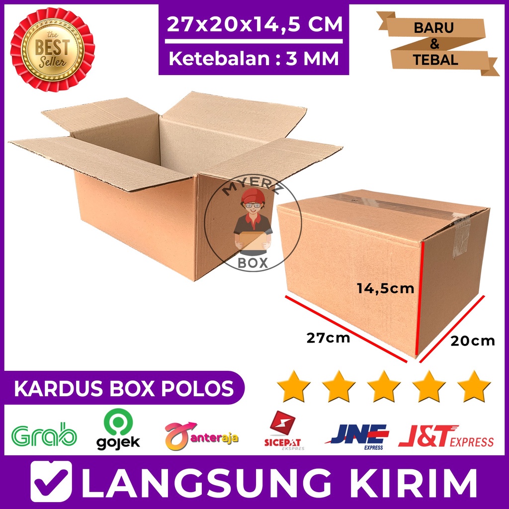 

Kardus Polos Karton Box Packing 27x20x14,5 Cm Single Wall Tebal