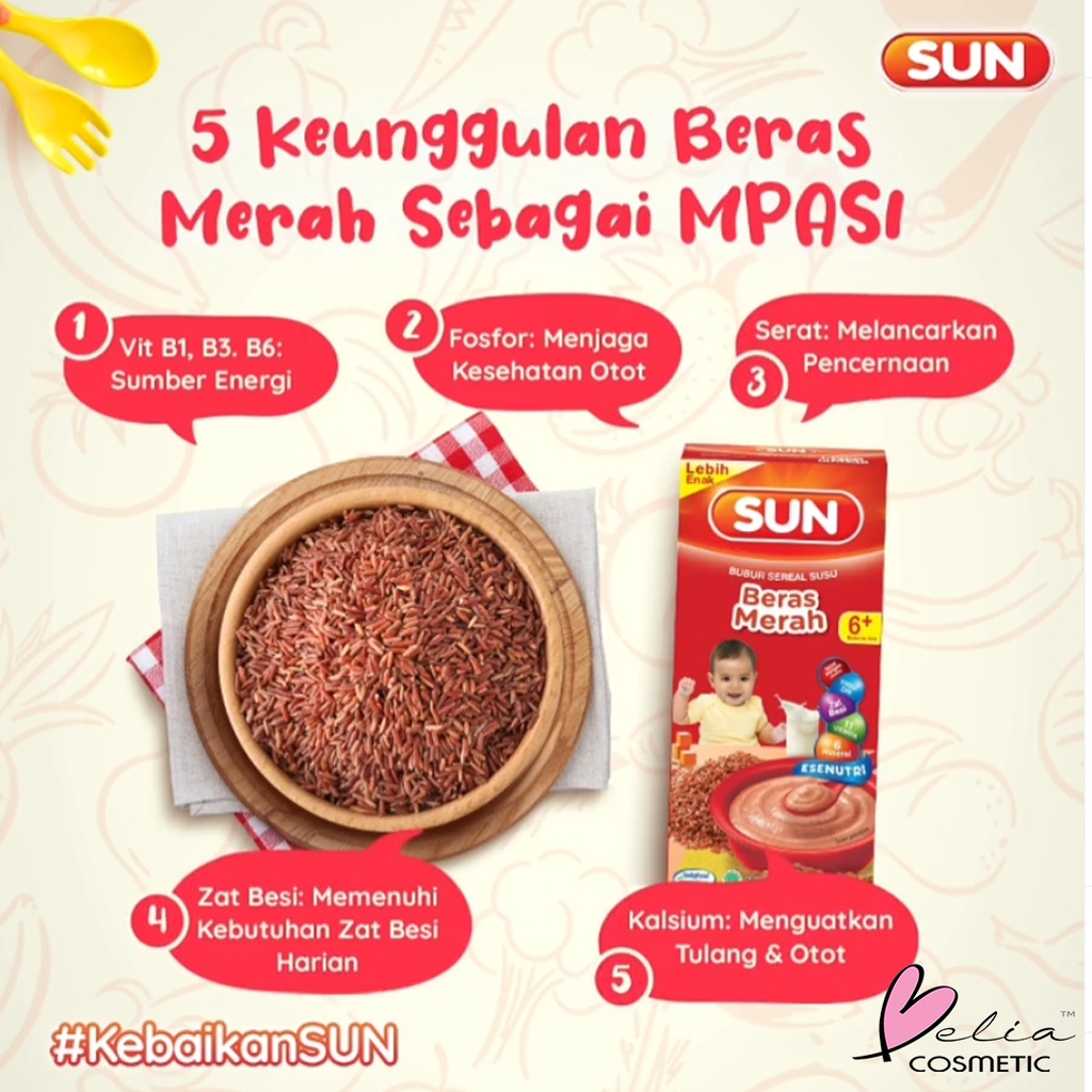 ❤ BELIA ❤ SUN Bubur Sereal Susu 100g &amp; 120g Bayi 6+ bulan keatas | Tim Instant 8+ | Instant | Makanan Aman Baby | Sehat | MPASI | Pendamping ASI | HALAL BPOM