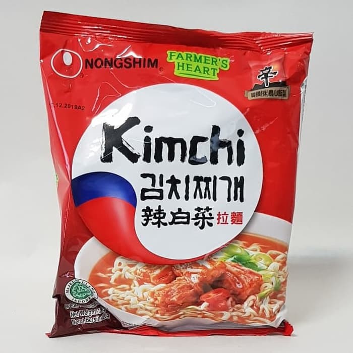 Nongshim Kimchi Ramyun Ramen Korean 120gram Farmer’s Heart HALAL MUI