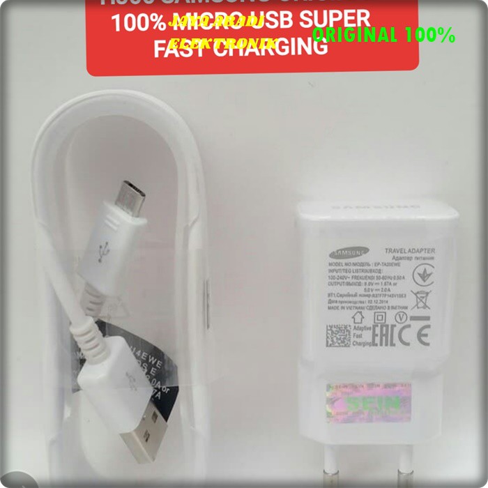 J10 CHARGER SAMSUNG 15 WATT MIKRO USB SUPER FAST CHARGING ADAPTOR CHARGE TRAVEL FLASH CAS CASAN QUICK CHARGE QUALLCOMM UNIVERSAL MULTI ORIGINAL VOLT GADGET BISA SEGALA MEREK HANDPHONE SUPPORT SUPER FAST CHARGING