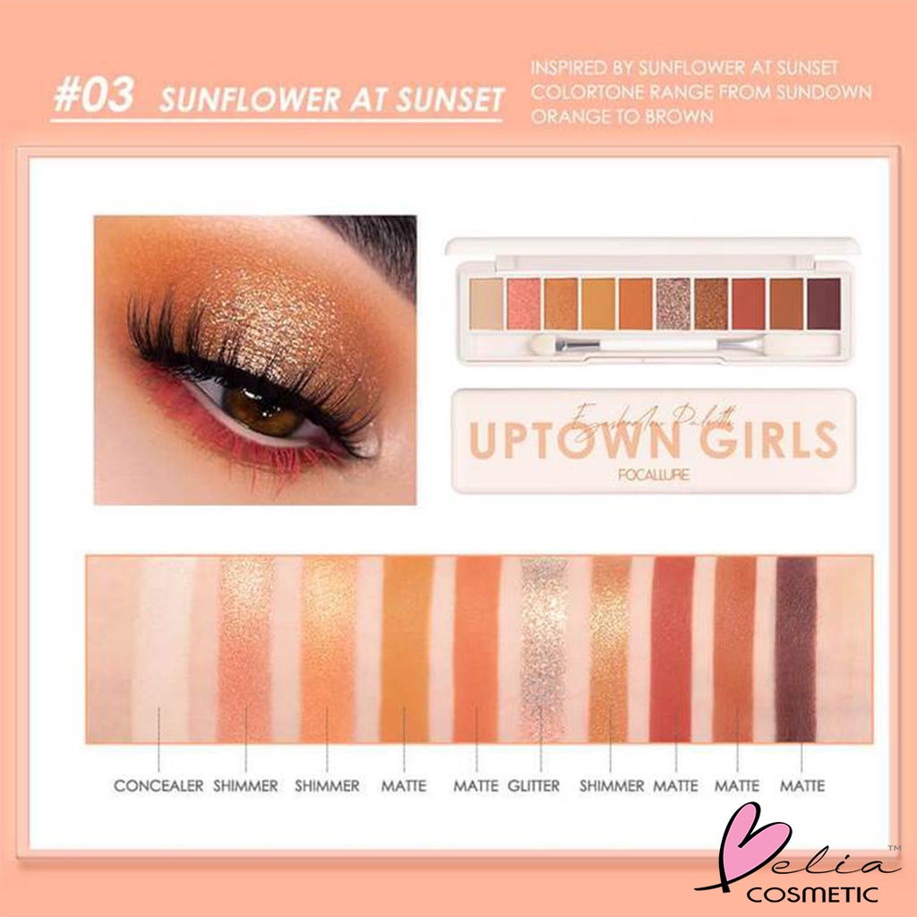 ❤ BELIA ❤ FOCALLURE Uptown Girls 10 Color Eyeshadow Palette FA158 | Tahan Lama | High Pigmented | BPOM