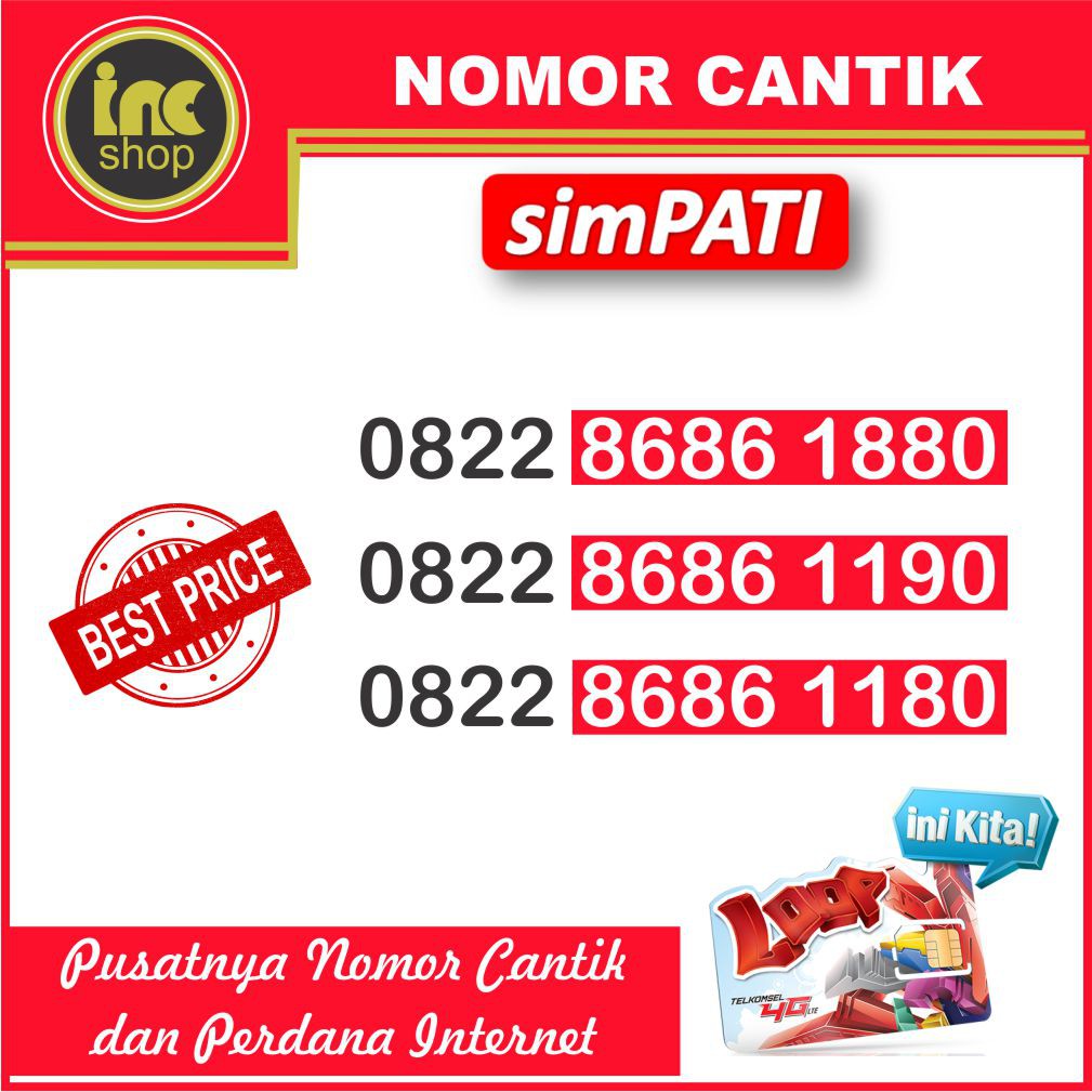 Nomor Cantik Perdana Simpati Loop Rapih 8686