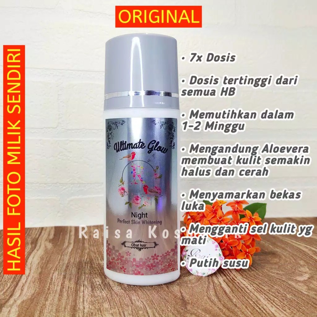 [ ORIGINAL ] ULTIMATE GLOW 7X DOSIS NIGHT EXTRA DOSIS HB LOTION WHITENING PEMUTIH BADAN