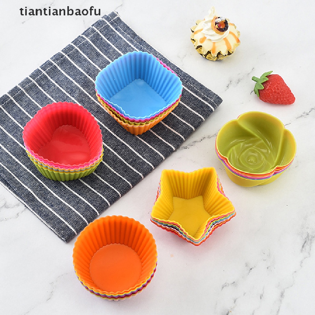 Set 5 Pcs Cetakan Kue Bentuk Bunga Bahan Silikon Ukuran 7cm