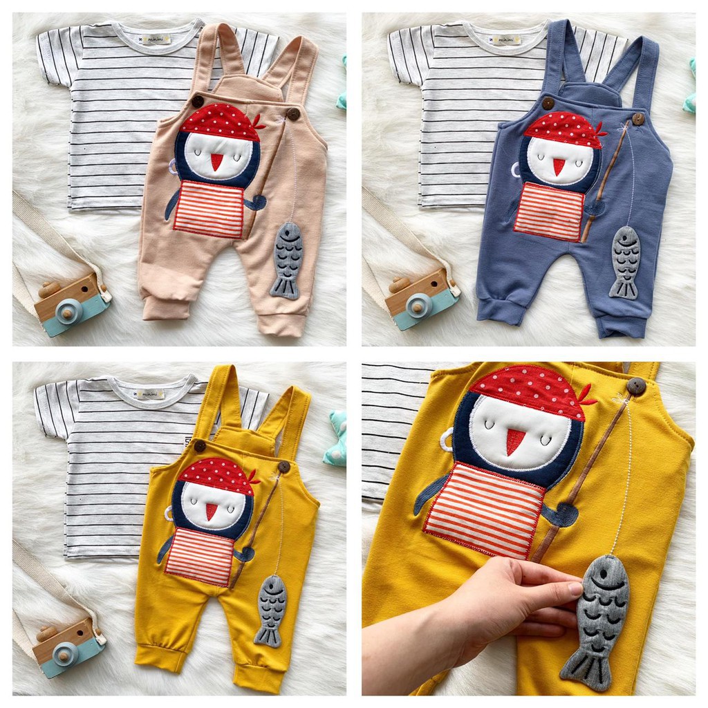 renkidswear baju kodok SNI anak laki laki baju pergi baby balita penguin overall