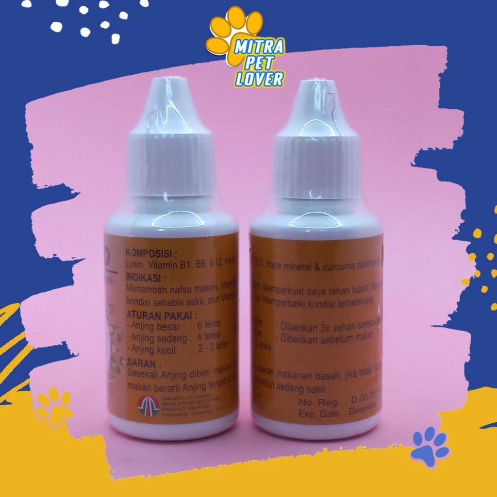 VITAMIN NAFSU MAKAN ANJING - STIMULO DOG 30 ML ORIGINAL - SUPLEMEN PENGGEMUK DOG PUPPY GEMUK AMAN AMPUH IMUN SEHAT ANTI STRESS STRES PET ANIMAL HEALTHCARE AND VETERINARY TAMASINDO OBAT KESEHATAN DAN VITAMIN TERNAK HEWAN BINATANG PELIHARAAN MITRAPETLOVER